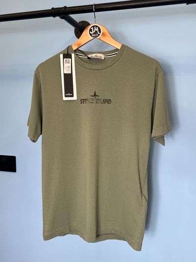 BNWT Medium Stone Island Sage Green Hand Print T-Shirt